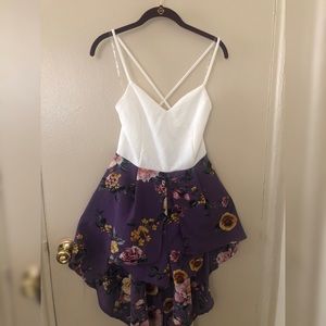 Iris Basic backless purple floral maxi romper